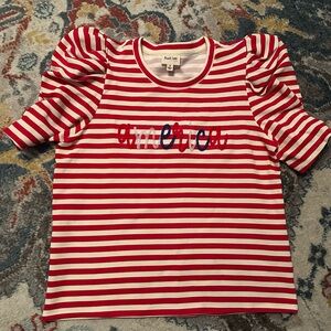 Peach Love California Red and White Striped Women’s Shirt